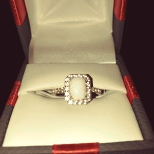 Opal and sapphire ring in sterling silver